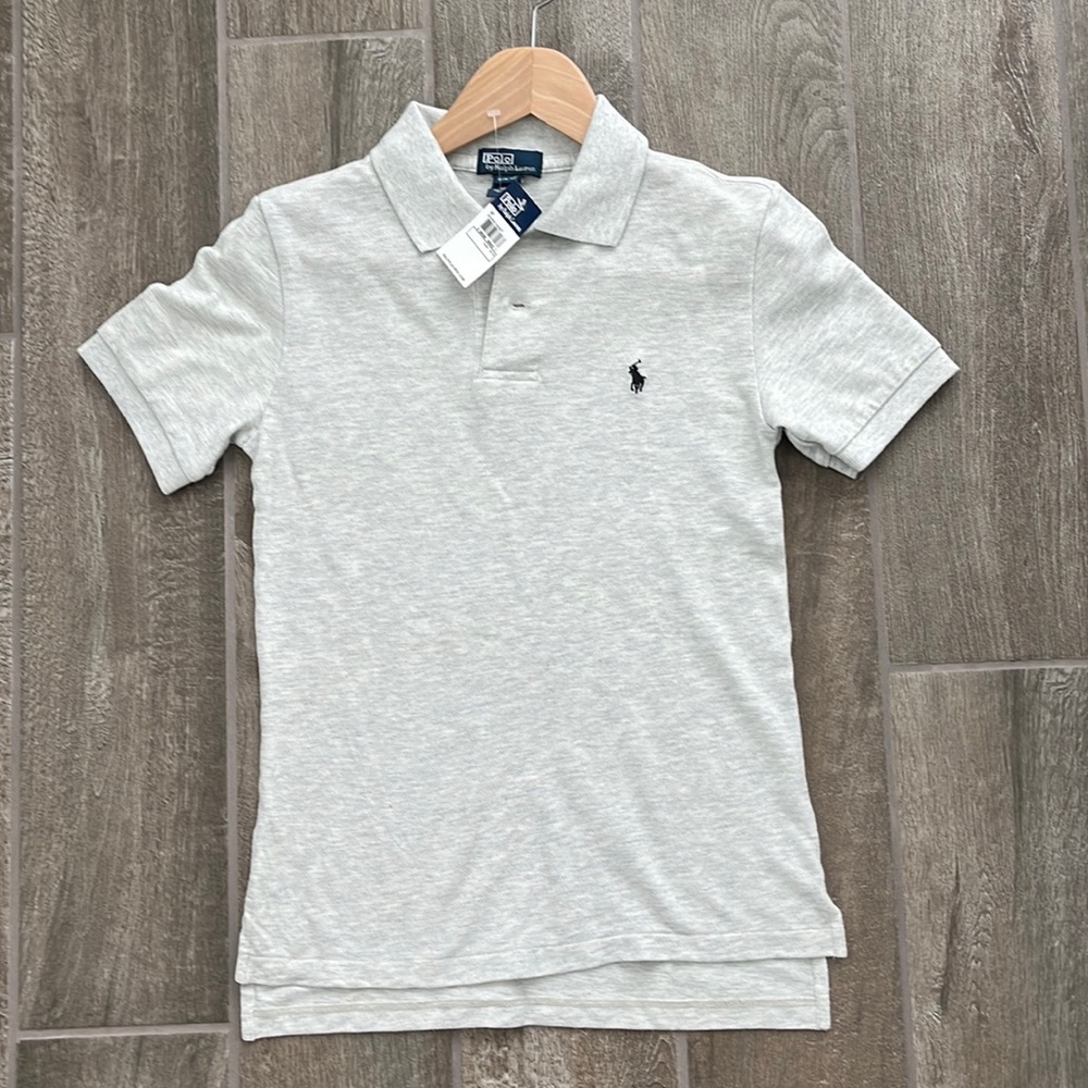 BNWT Polo by Ralph Lauren Boys size Small 8 10 light gray knit polo